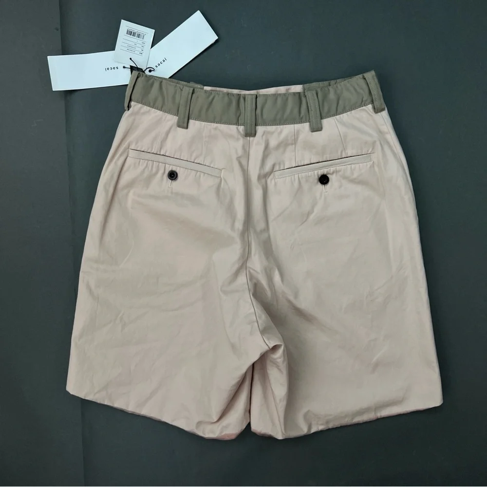 sacai Color Block Flared Belt Shorts - Picture 2 of 11